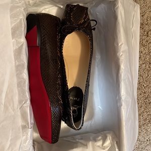 NEW Christian Louboutin Mamadrague Snakeskin Embossed Ballet Flats size 38